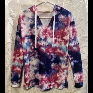 Bobbie Brooks Ladies Blue Pink Tie Dye Hoodie